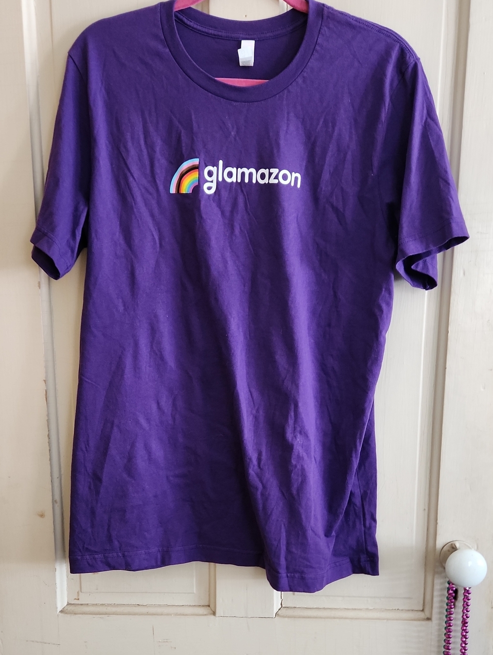 Amazon Women's Purple 'glamazon' Rainbow Graphic Tee